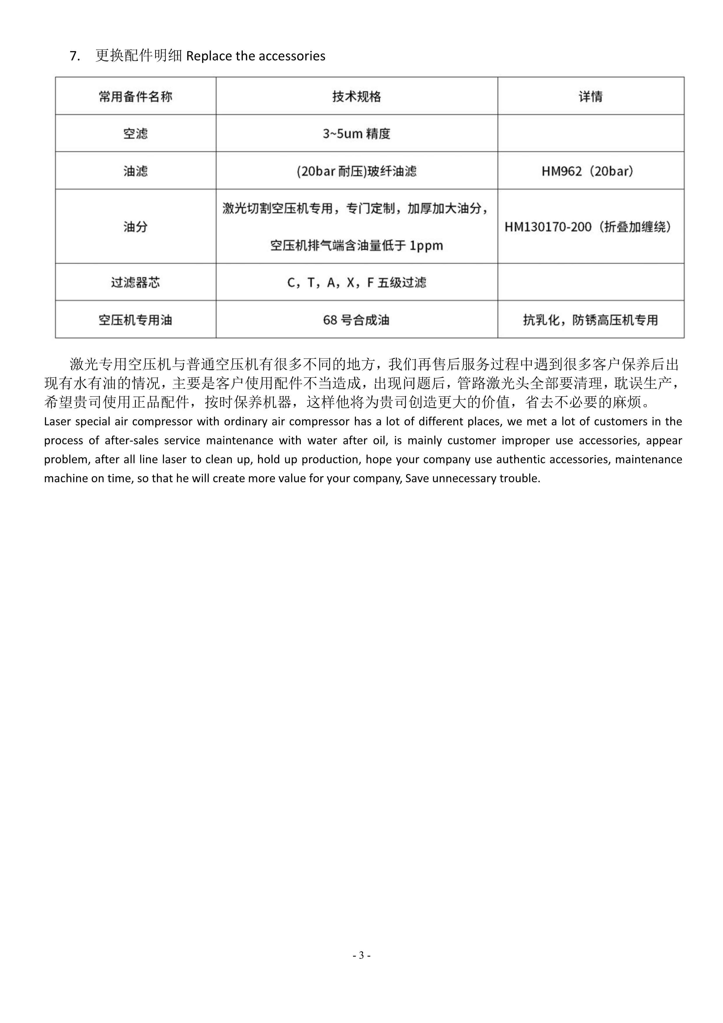 激光專用空壓機產品說明書(圖5)